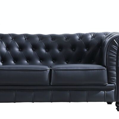 CHESTERFIELD 2-SEATER SOFA LEATHER BLACK