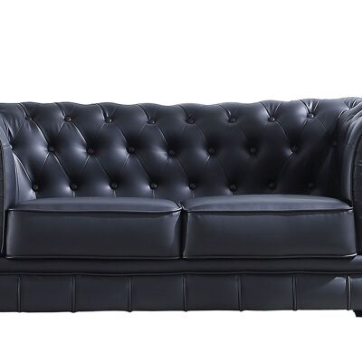 CHESTERFIELD 2-SEATER SOFA LEATHER BLACK