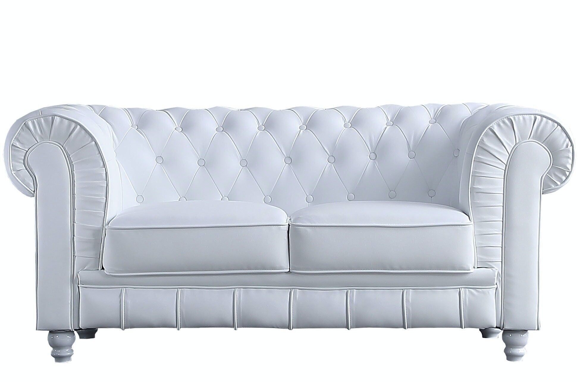 DIVANO CHESTERFIELD 2 POSTI ECOPELLE BIANCO