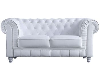 CANAPÉ CHESTERFIELD 2 PLACES SIMILI CUIR BLANC 1