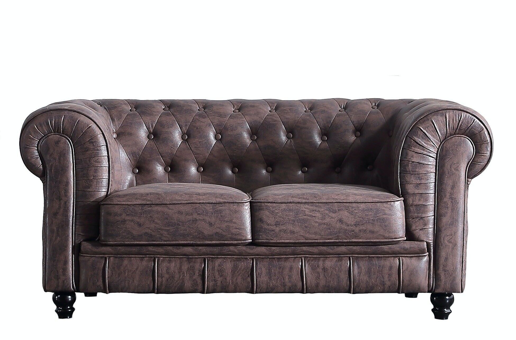 CHESTERFIELD 2-SITZER SCHOKOLADE VINTAGE SOFA