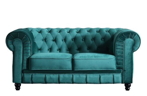 SOFÁ CHESTERFIELD 2 PLAZAS VELVET VERDE