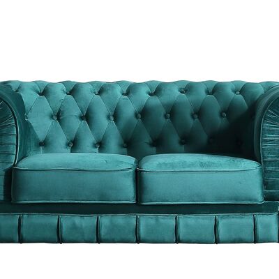 CHESTERFIELD 2 SEATS GREEN VELVET SOFA