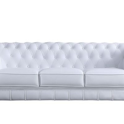 DIVANO CHESTERFIELD 3 POSTI IN ECOPELLE BIANCO