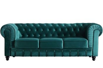 CANAPÉ CHESTERFIELD 3 PLACES VELOURS VERT 1