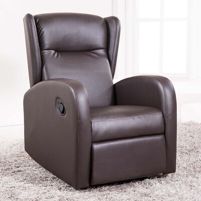 AUTOMATIC RELAX ARMCHAIR HOME FAMILY LEATHER CHOCOLATE.