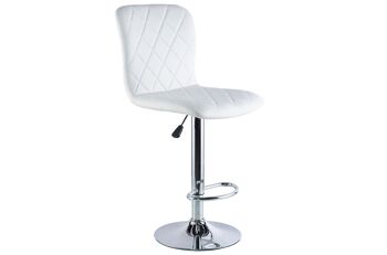 TABOURET PIVOTANT BRITAIN SIMIL CUIR BLANC / CHROME. 1