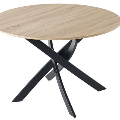 TABLE DE REPAS RONDE FIXE CHENE ZEN / NOIR