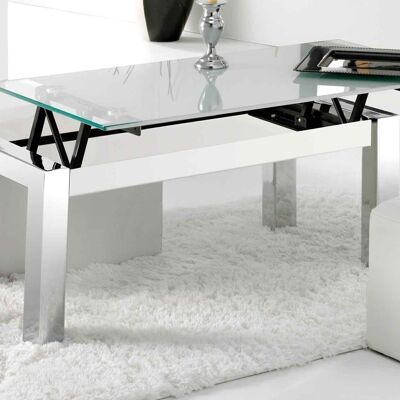 UNIVERSAL WHITE LIFTABLE COFFEE TABLE CHROME LEGS