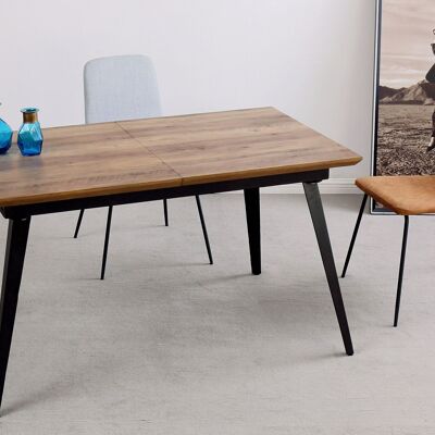 BRANCH WALNUT / BLACK EXTENDABLE DINING TABLE.