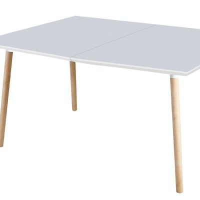 NORDIKA 140 EXTENDABLE DINING TABLE WHITE / BEECH.
