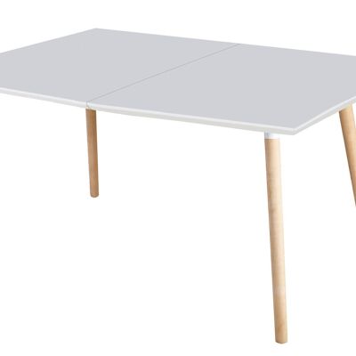 TABLE DE REPAS EXTENSIBLE NORDIKA 140 BLANC / HÊTRE.