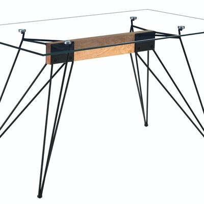 RODS TRANSPARENT GLASS DINING TABLE.