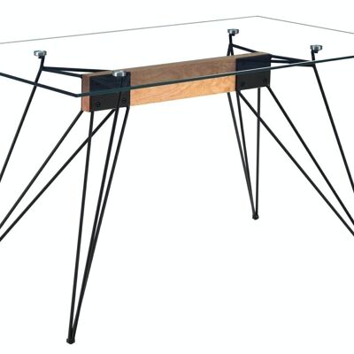 RODS TRANSPARENT GLASS DINING TABLE.