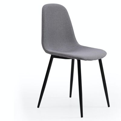 HALL DINING CHAIR IN GRAY TEX FABRIC.