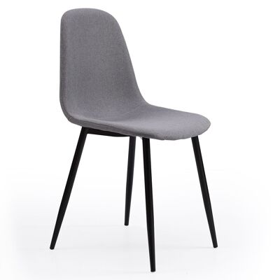 HALL DINING CHAIR IN GRAY TEX FABRIC.