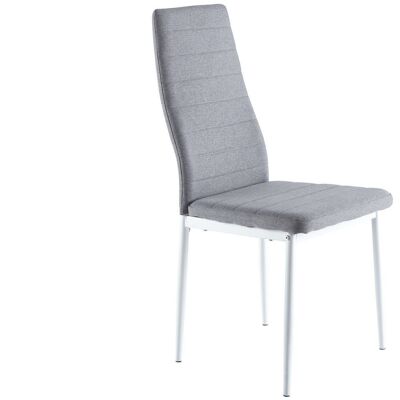 DINING CHAIR NIZA TEX GRAY MODEL WITH WHITE STRUCTURE.