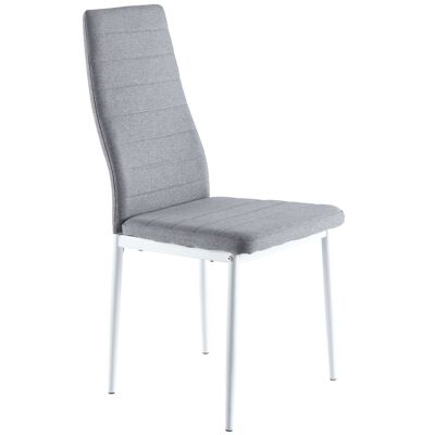 DINING CHAIR NIZA TEX GRAY MODEL WITH WHITE STRUCTURE.