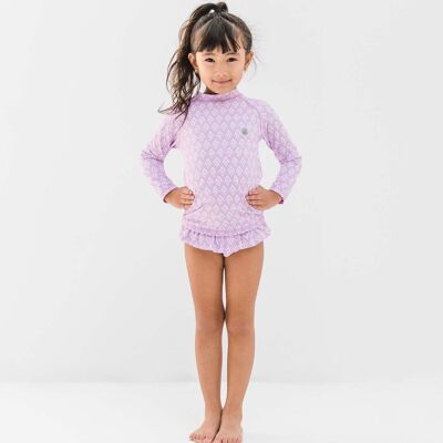 Girl 2 piece suit Long Sleeve-Geo Purple PURPLE