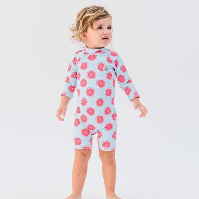 Costume Intero Neonato Manica Lunga Dolce Pompelmo AZZURRO