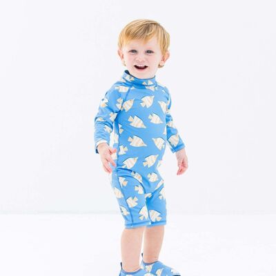 Costume Intero Neonato Manica Lunga Giallo Pesce BLU