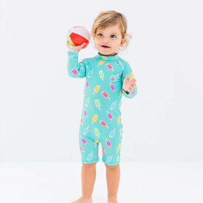 Baby Swimsuit Long Sleeve-Happy Popsicle GREEN