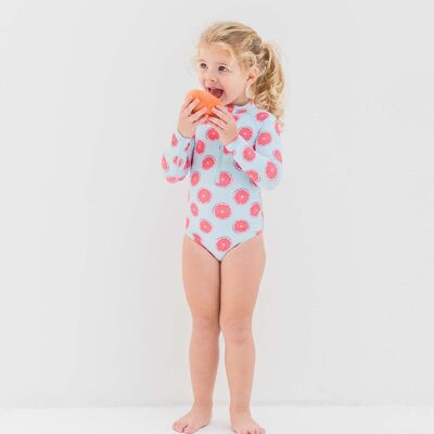 Girl Swimsuit Long Sleeve-Sweet Grapefruit LIGHT BLUE