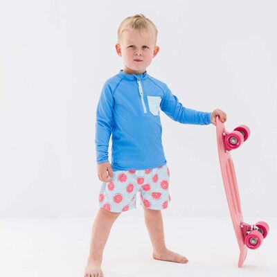 Boy Rashguard Long Sleeve-No print BLU