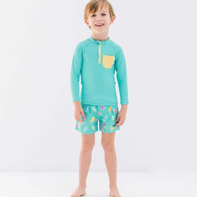 Boy Rashguard Long Sleeve-No print VERDE