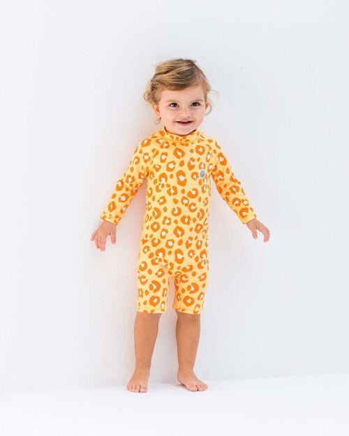 Baby Swimsuit Long Sleeve-Animal Print YELLOW