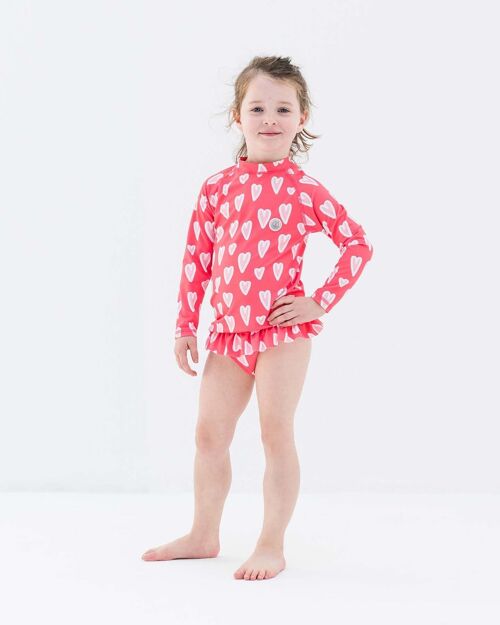 Girl 2 pieces suit Long Sleeve-Summer Love RED