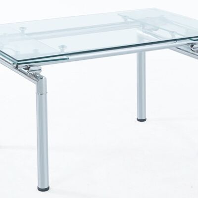 MESA COMEDOR EXTENSIBLE MANHATTAN CRISTAL / CROMO