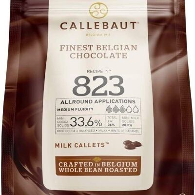 CHOCOLATE CON LECHE CALLEBAUT - FINEST CHOCOLATE BELGA - N°823 33,6% CACAO - 2,5 kg - PISTOLAS