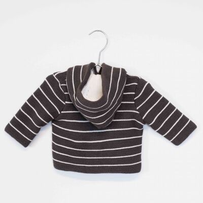 Knit coat - Liquorice/Ecru - “The Basics” Collection