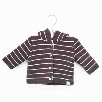Manteau en tricot - Réglisse/Écru - Collection «Les Basiques» 2