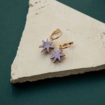Créoles étoiles dessinées à la main en marbre lilas