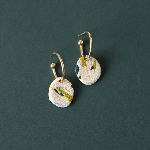 Terrazzo 'The One' Hoop Earrings in Teal, Lilac and Chartreuse