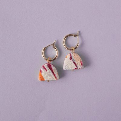 Blurred Shapes Hoop Earrings in Berry, Pumpkin & Peach