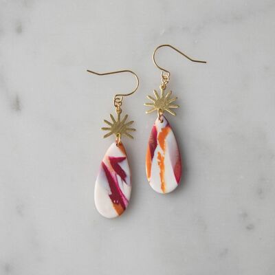 City Horizon Drop Earrings in Berry, Pumpkin & Peach