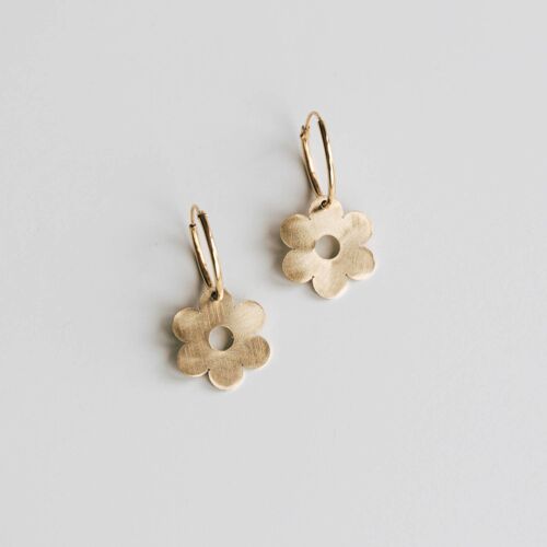 Brass Flower Hoops