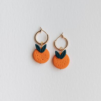 Orange Fruit Hoops Earrings