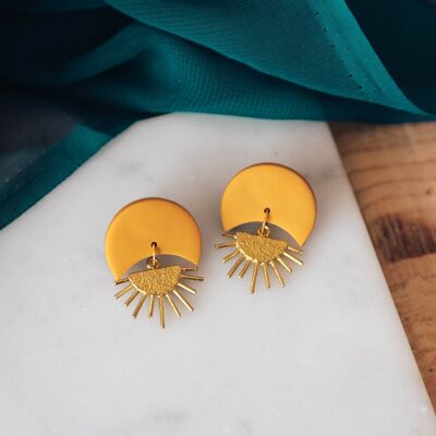 Pendientes Sunset II en Mostaza