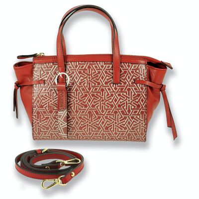 BOLSO TOTE PEQUEÑO EN PIEL NAZARI/ Color rojo