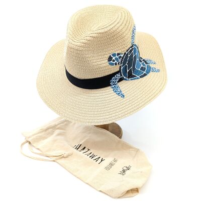 Chapeau de Soleil Pliable Style Panama Imprimé Tortue (57cm)
