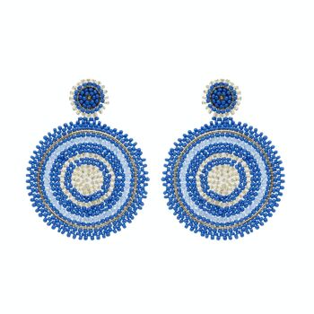 Pendants d'oreilles bleus et dorés Beaded Circle