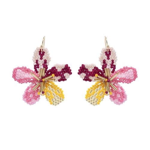 Small Pink Ombre Flower Hook Earrings