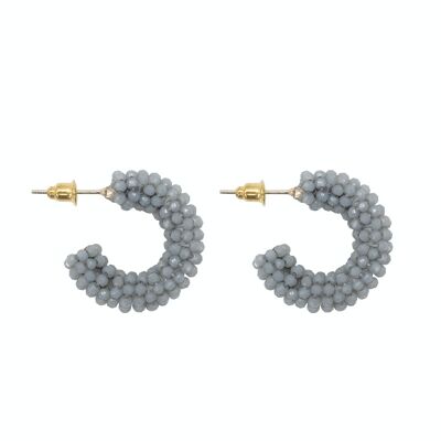 Mini Light Grey Cluster Hoop Earrings