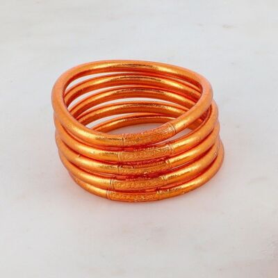 Thick dark copper Buddhist bangle with an engraved mantra "Happiness, Luck, Fortune and Love" in Thai