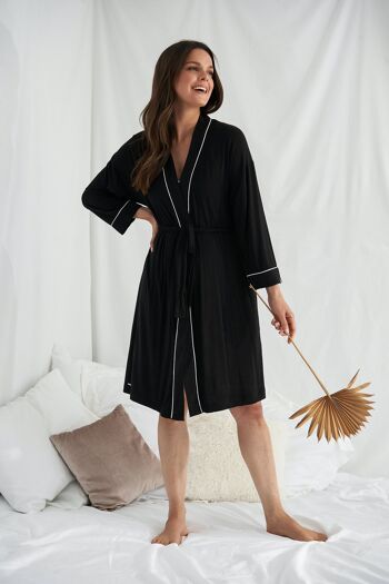 Peignoir Kimono en Bambou Noir 1