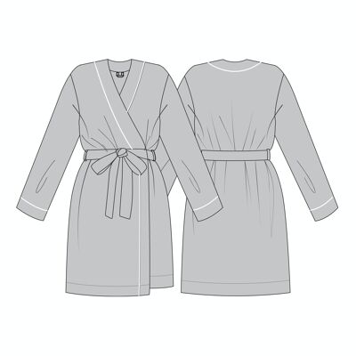 Kimono-Robe aus Bambus in Grau meliert